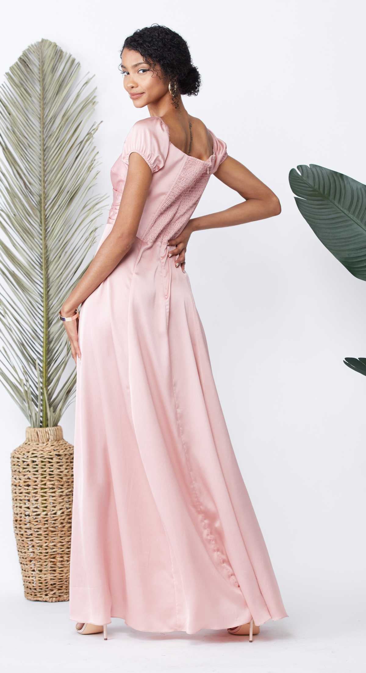 LD 574 - Fit and Flare Maxi Dress with Leg Slit