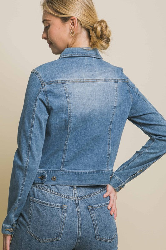 JCT 009 - Stretchy Distressed Denim Jacket