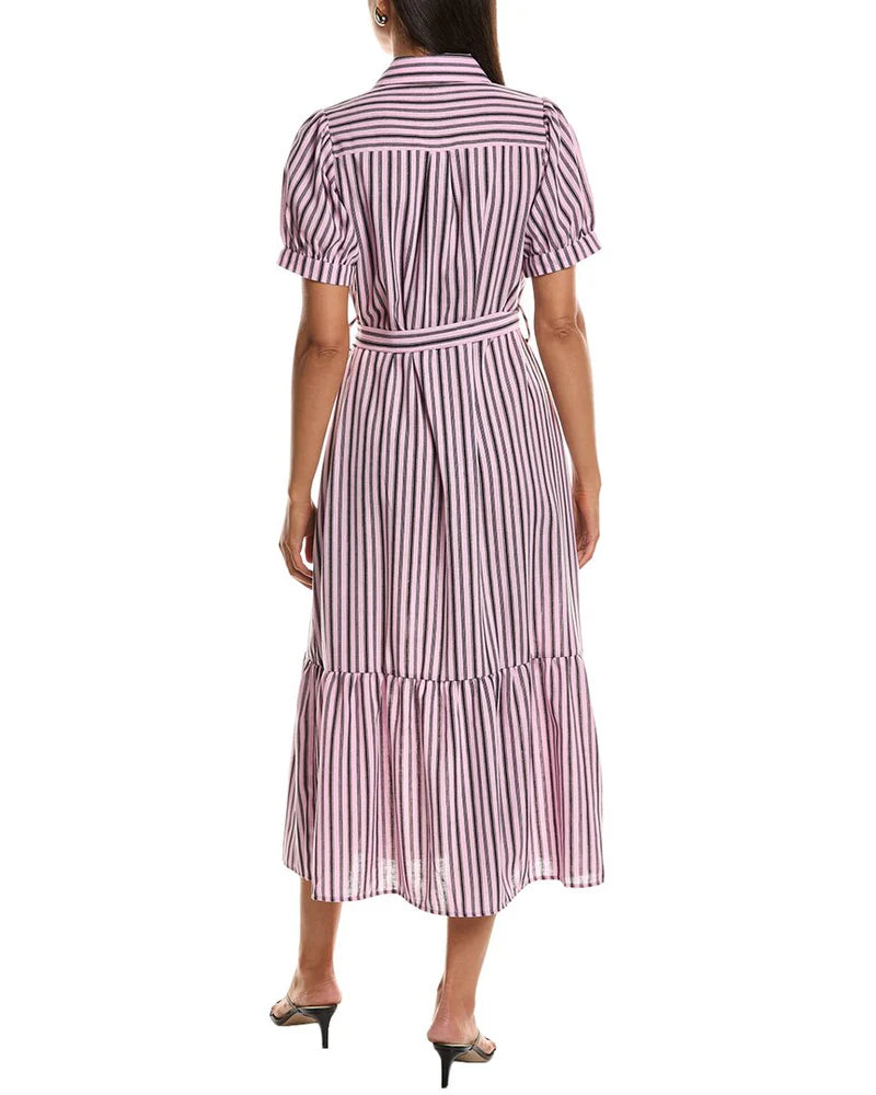 DD 1397 - Puff Sleeve Belted Midi Dress