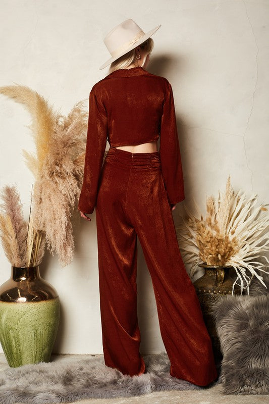 CT 2699 - Long Sleeve With Front Twist Shirt Crop Top