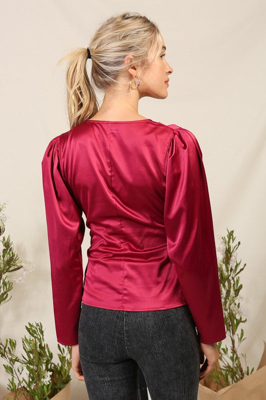 DT 1798 - Satin Surplice Top