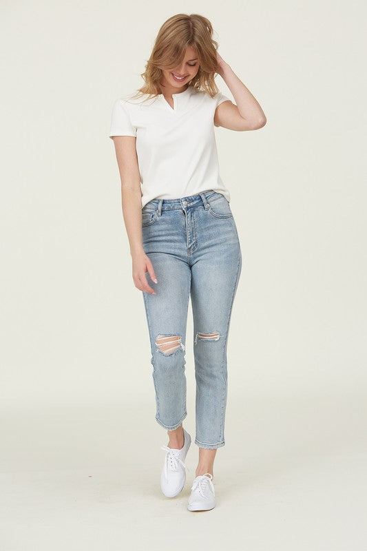 P 773 - Stretchy High Rise Cropped Jeans