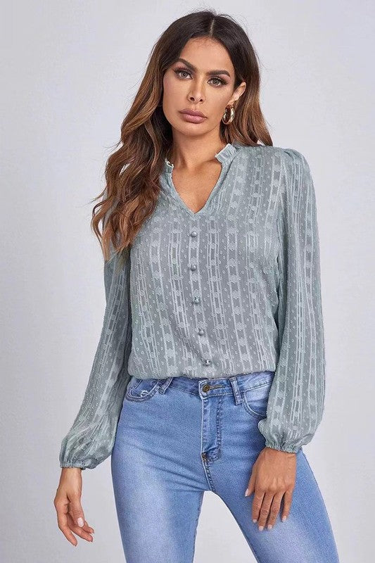 DT 1832 - Long Sleeve Sheer Blouse