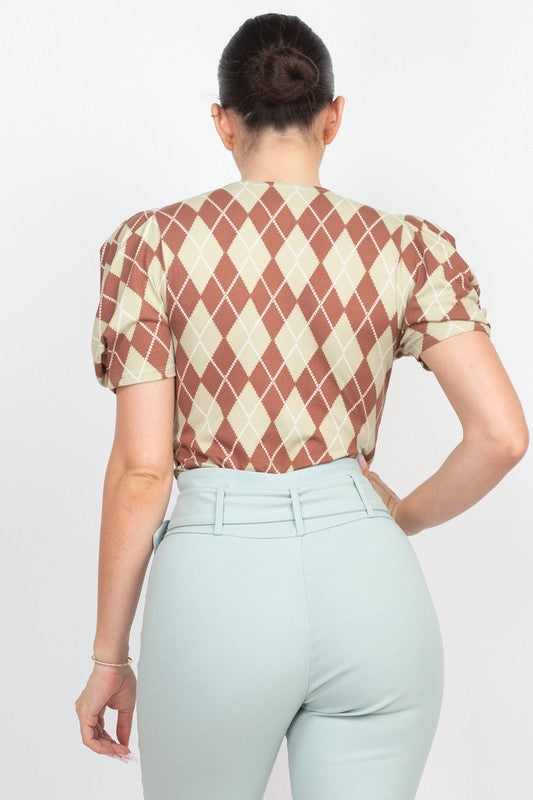 DT 1787 - Argyle Print Top