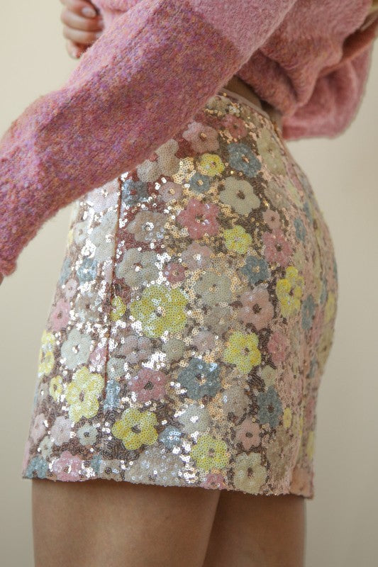 SKT 1002 - Floral Sequin Skirt