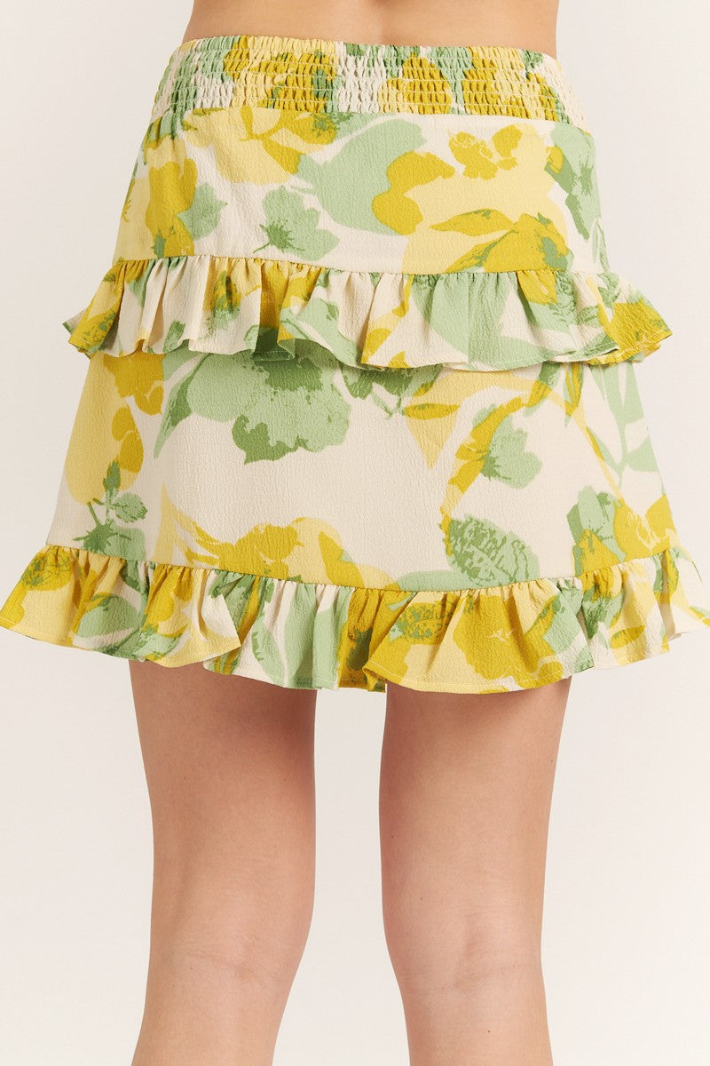 SKT 1049 - Ruffled Floral Mini Skirt