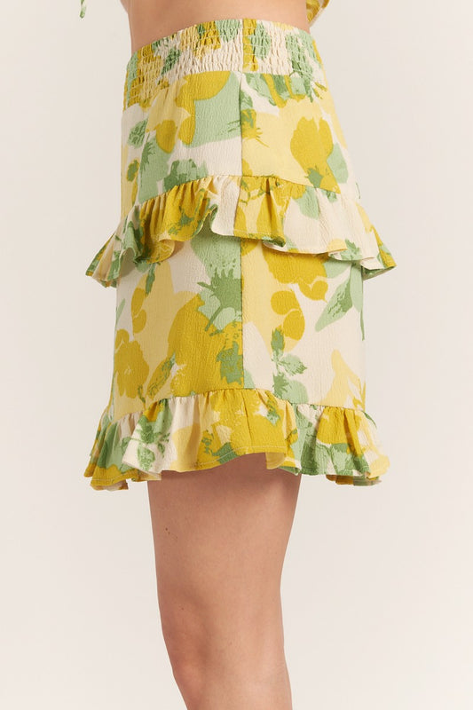 SKT 1049 - Ruffled Floral Mini Skirt