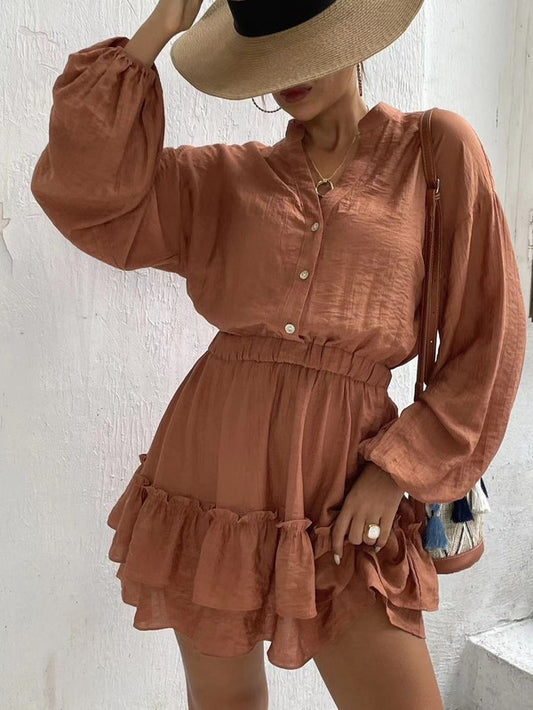 CD 3703 - Long Sleeve Ruffle Dress