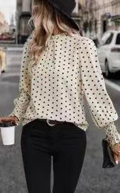 CT 2854 - Polka Dot Lantern Sleeve Blouse