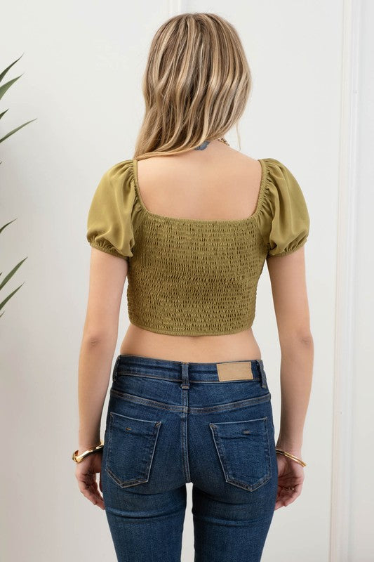 DT 1782 - Puff Sleeve Crop Top
