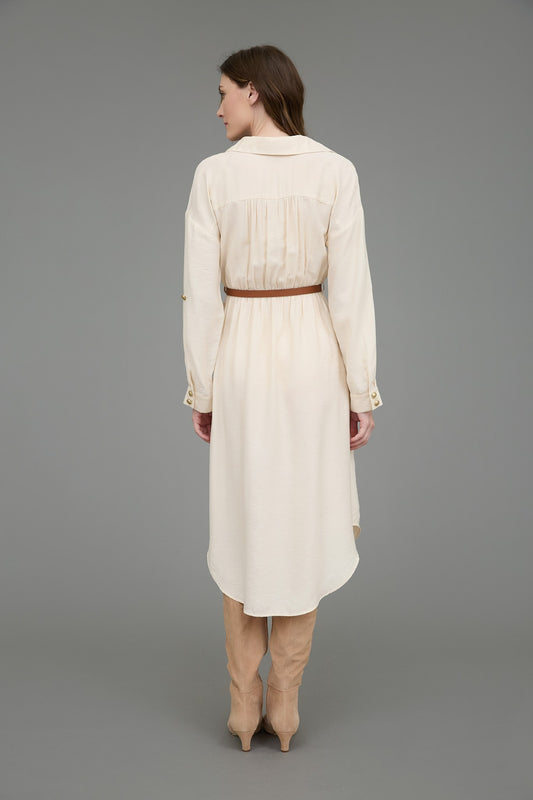 LD 632 - 3/4 Sleeve Belted Midi Dress