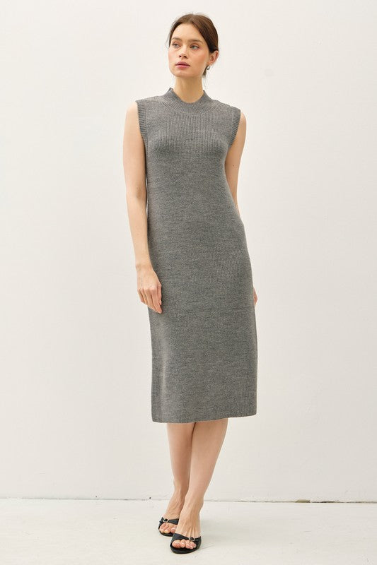 SWT 020 - Sleeveless Mock Neck Sweater Dress