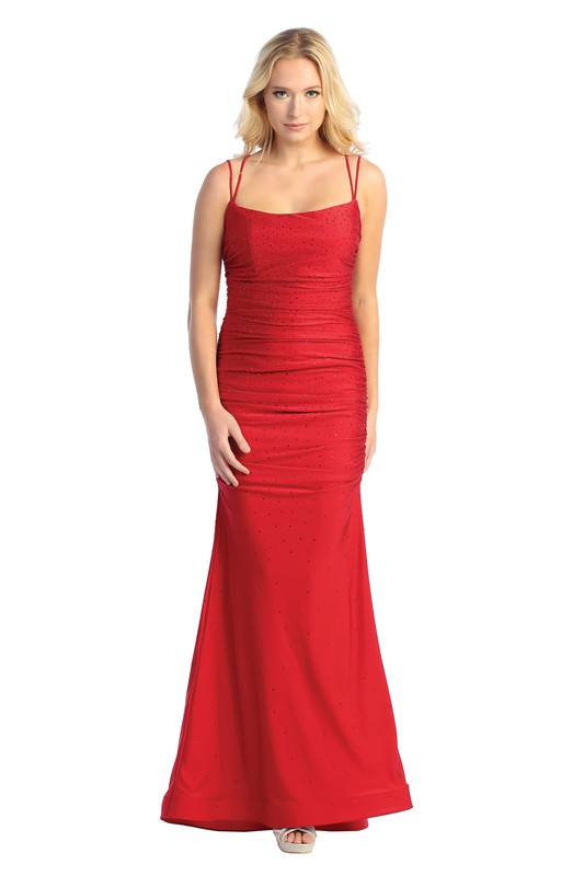 LD 603 - Strap Back Jewel Detail Gown