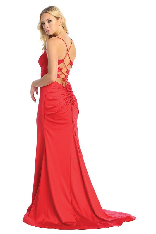 LD 602 - Open Back Front Slit Evening Gown