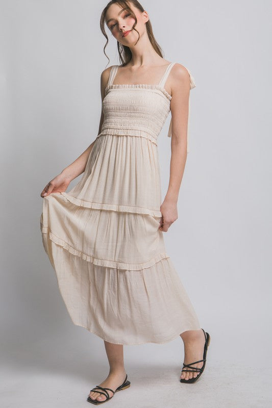 LD 620 - Pleated Smock Midi Dress