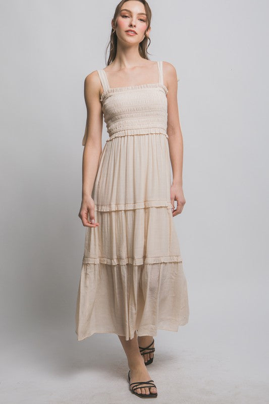 LD 620 - Pleated Smock Midi Dress