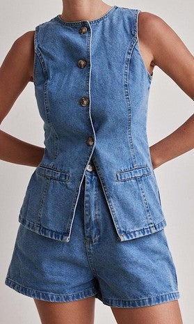 SET 080 - Denim Sleeveless Top