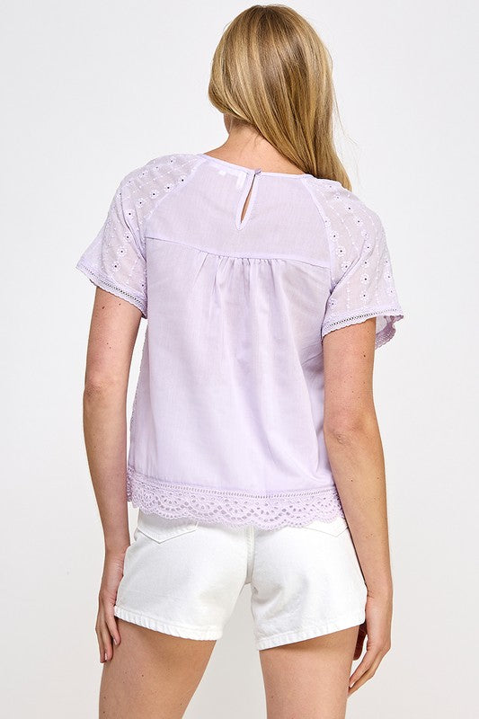 CT 2791 - Flower Embroidered Top