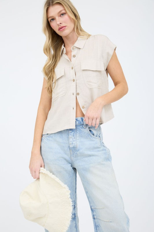 CT 2800 - Boxy Collared Linen Shirt
