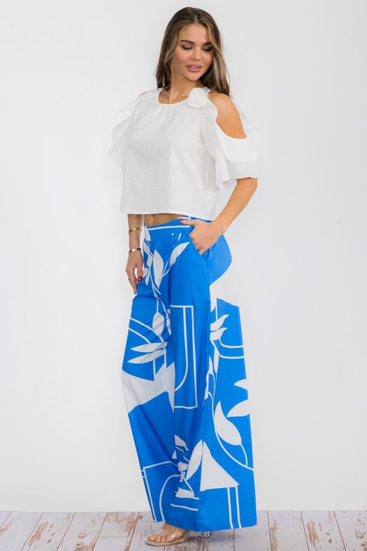P 767 - Printed High Waisted Pants