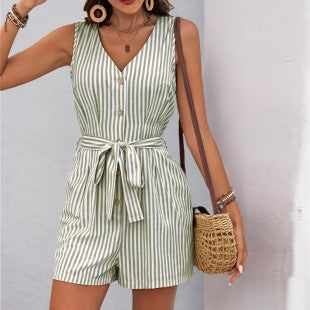 RMP 006 - Sleeveless Waist Tie Romper