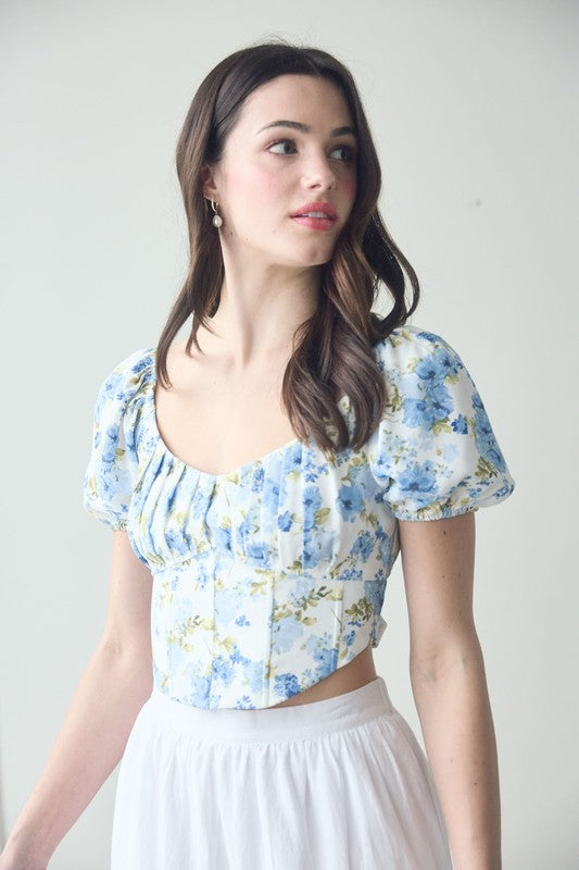 DT 1783 - Corset Waist Crop Top