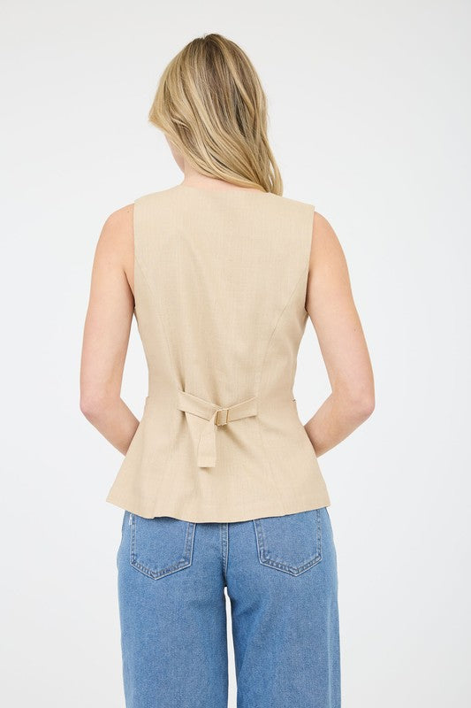DT 1853 - Long Line Linen Vest