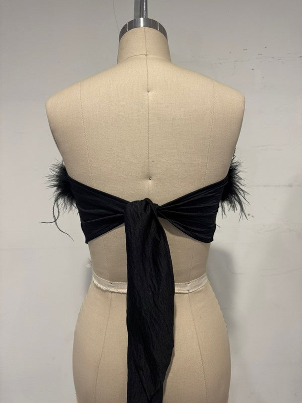 DT 1647 - Tie Back Top with Fur Trim