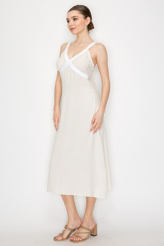 CD 3648 - Linen Cross Over Dress