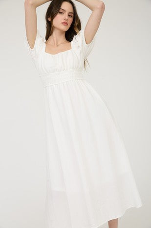 DD 1447 - Smocked Waist Balloon Sleeve Midi Dress