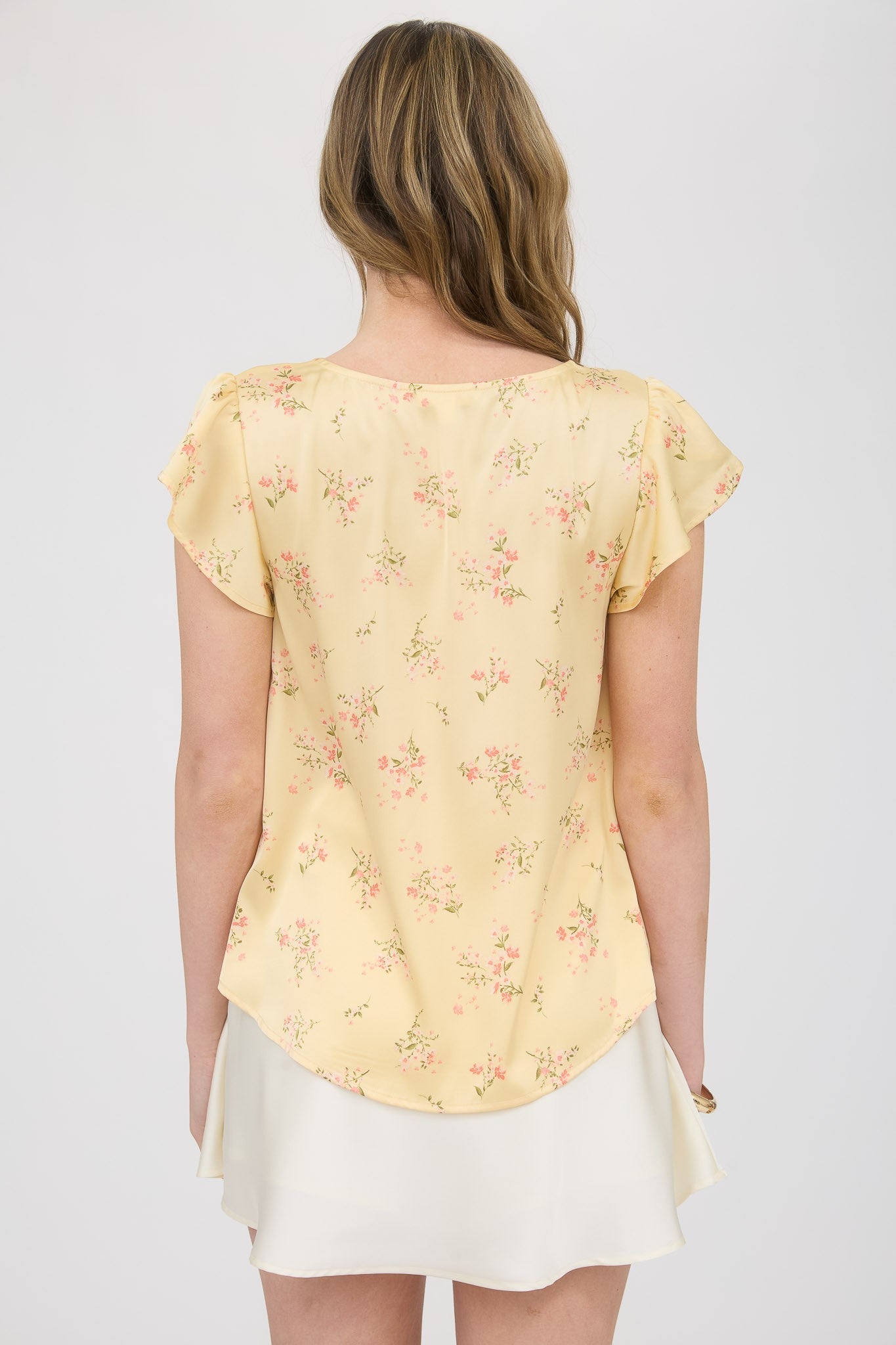 DT 1924 - Floral Satin Scallop Blouse