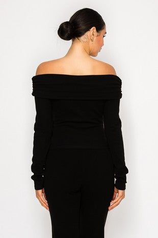 DT 1966 - Bardot Neck Ribbed Top