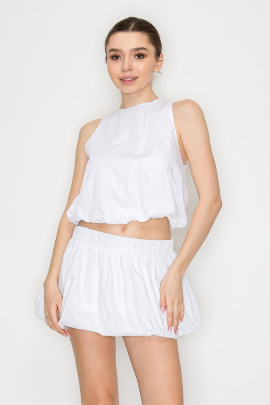 CT 2795 - Back Cutout Balloon Crop Top