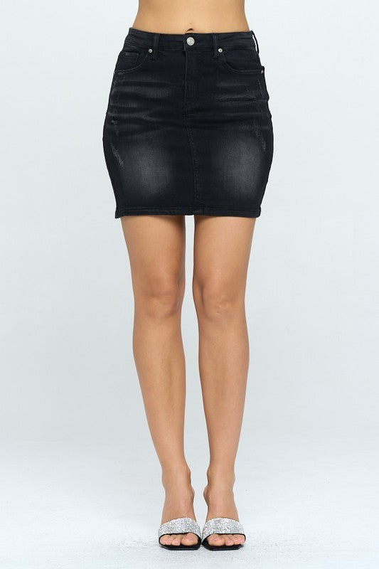 SKT 982 - Destroyed Denim Skirt