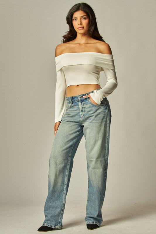 DT 1814 - Off Shoulder Long Sleeve Top