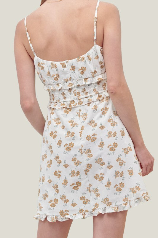 CD 3686 - Floral Print Ruffle Waist Dress