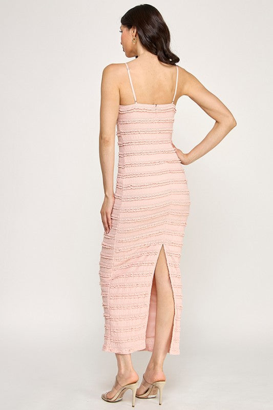 LD 614 - Ruffle Dress with Lace Ribbon