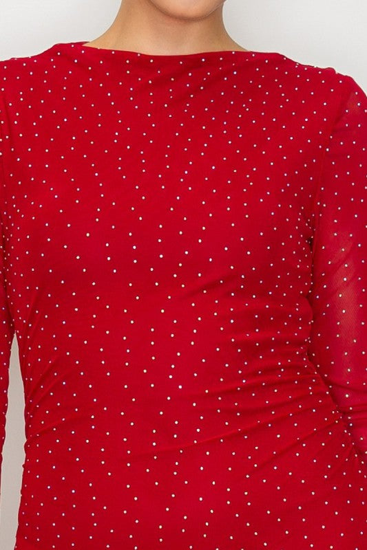 DD 1363 - Rhinestone Mesh Bodycon Dress