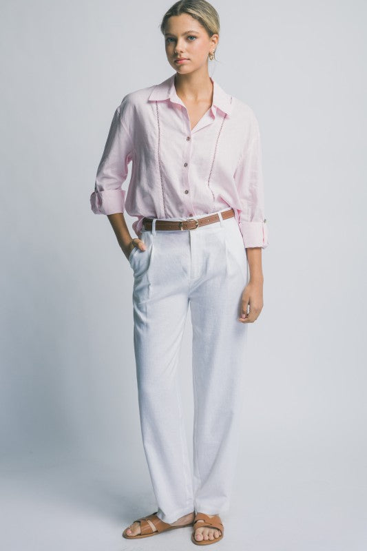 P 810 - High Waisted Linen Trousers