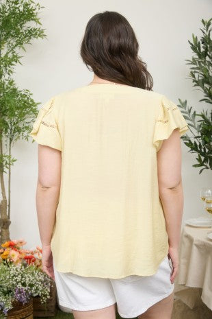 PS 008 - Lace Trim Split Neck Top