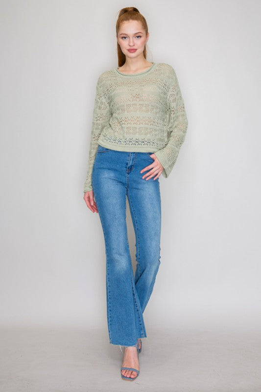 CT 2808 - Crochet Long Sleeve Top
