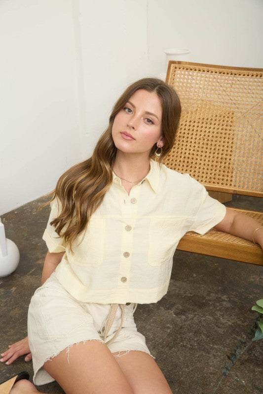 DT 1856 - Button Down Crop Top