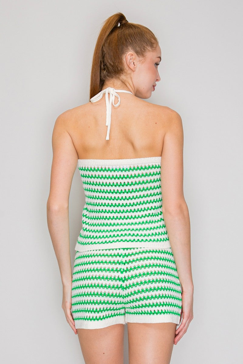 CT 2836 - Crochet Halter Back Top