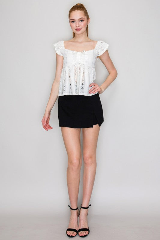 DT 1858 - Eyelet Ruffle Top