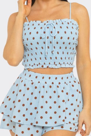 SET 097 - Shirred Polka Dot Shorts