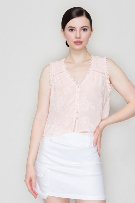 DT 1857 - Embroidered Lace Top
