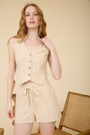 SHT 188 - Waist Tie Linen Shorts