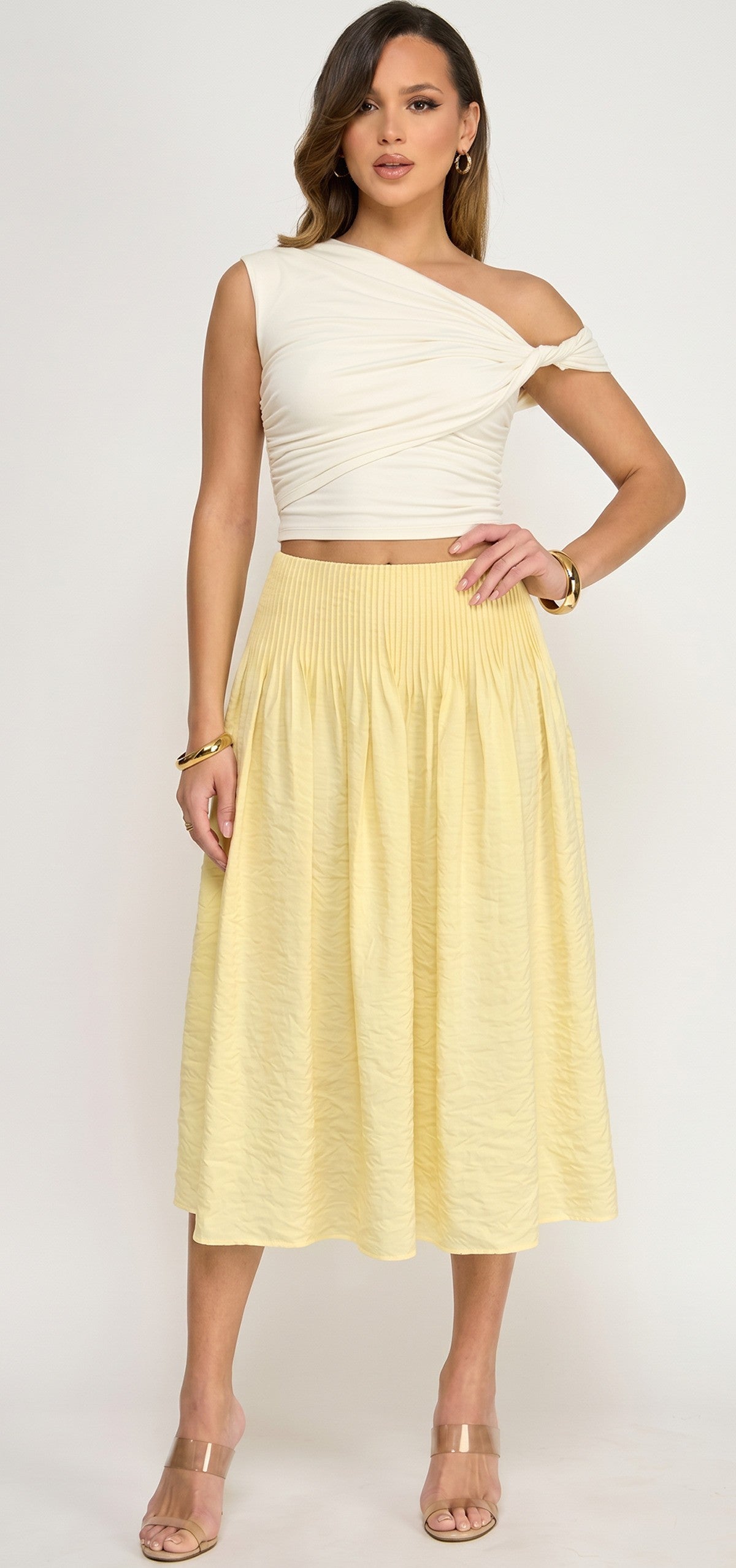 SKT 1061 - Pleat Detail Midi Skirt