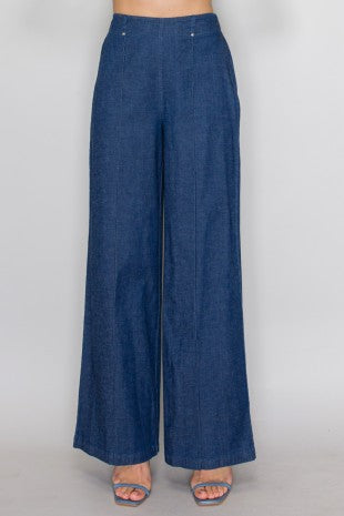 P 827 - High Waist Wide Leg Denim Pants
