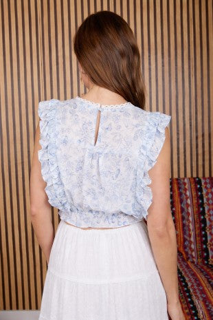 DT 1952 - Sleeveless Pleated Ruffle Top